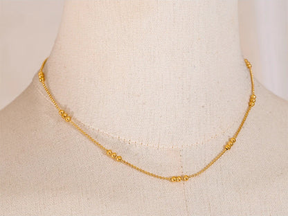 Stainless steel beads chain necklace bracelet set - product image
