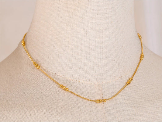 Stainless steel beads chain necklace bracelet set - product image