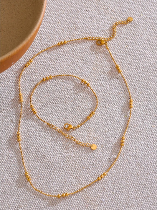 Stainless steel beads chain necklace bracelet set - product image