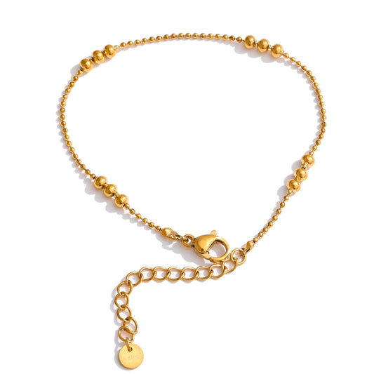 Stainless steel beads chain necklace bracelet set - product image
