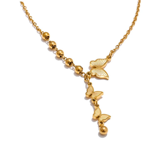 Stainless steel butterfly pendant necklace - product image