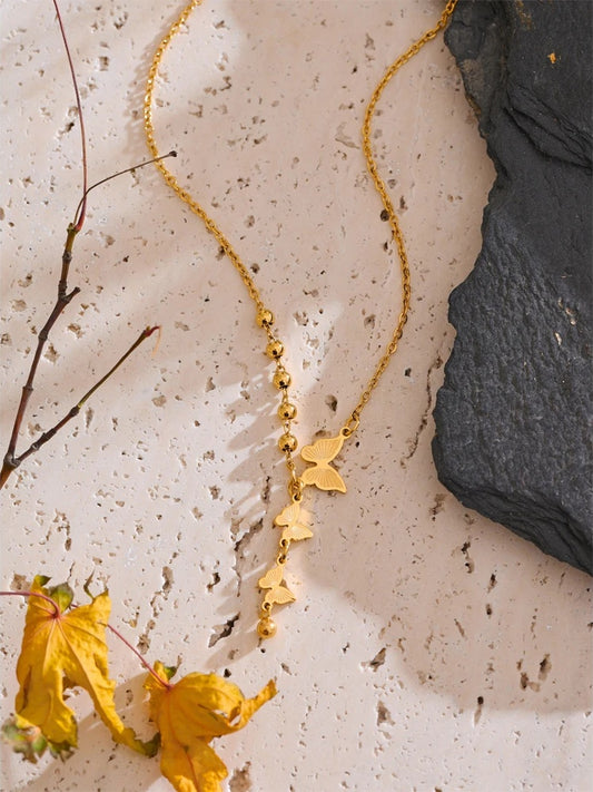 Stainless steel butterfly pendant necklace - product image