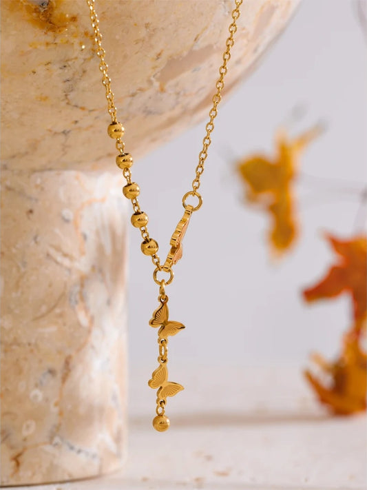 Stainless steel butterfly pendant necklace - product image
