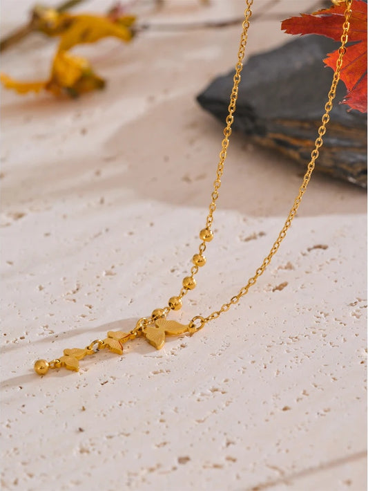 Stainless steel butterfly pendant necklace - product image