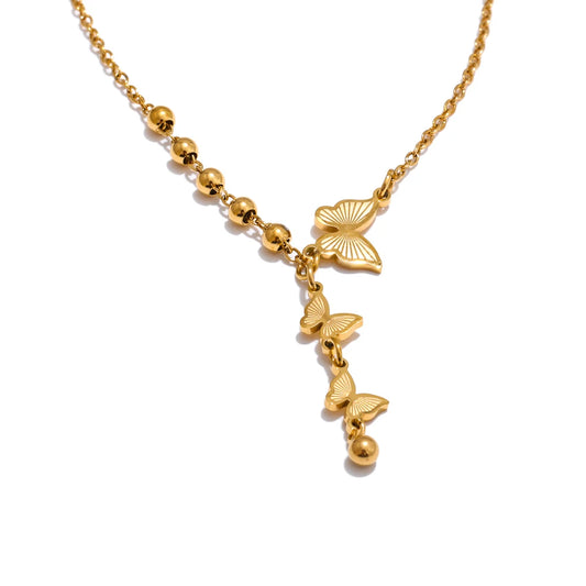 Stainless steel butterfly pendant necklace - product image
