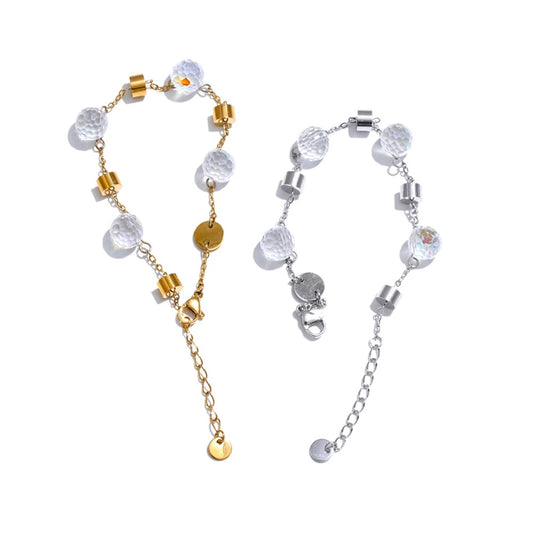 Stainless steel crystal chain necklace bracelet set - product image