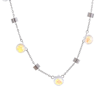 Stainless steel crystal chain necklace bracelet set - product image