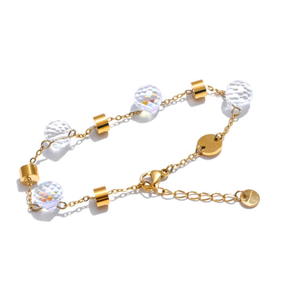 Stainless steel crystal chain necklace bracelet set - product image