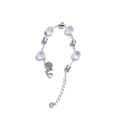 Stainless steel crystal chain necklace bracelet set - product image