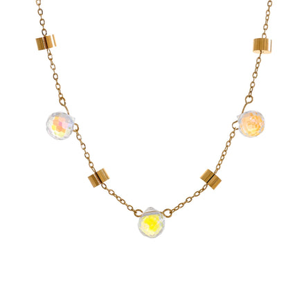Stainless steel crystal chain necklace bracelet set - product image