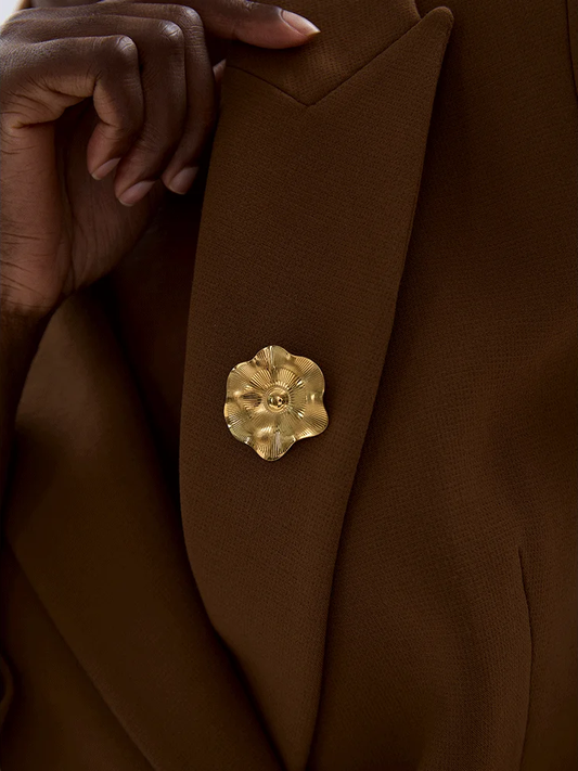 Stainless steel metal flower brooches - product image