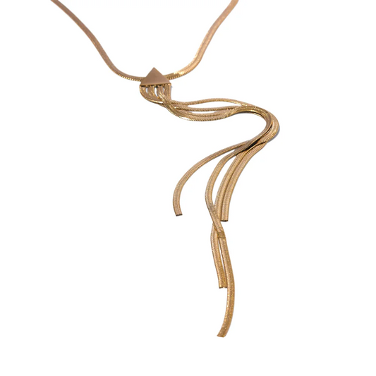 Stainless steel snake chain long drop necklace - product image