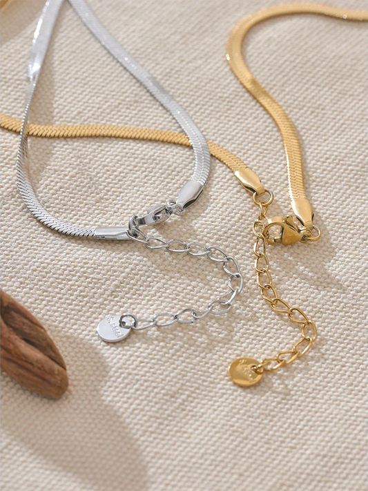Stainless steel snake chain long drop necklace - product image