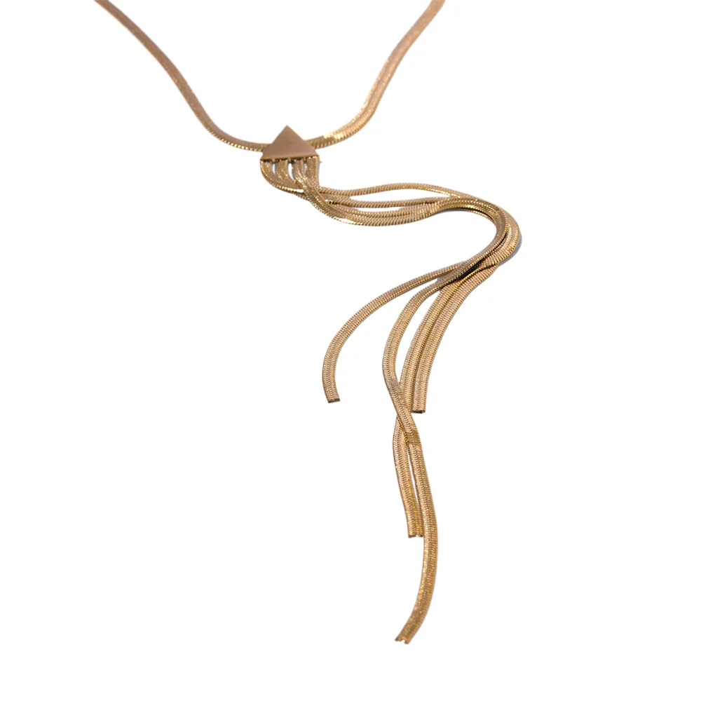 Stainless steel snake chain long drop necklace - product image