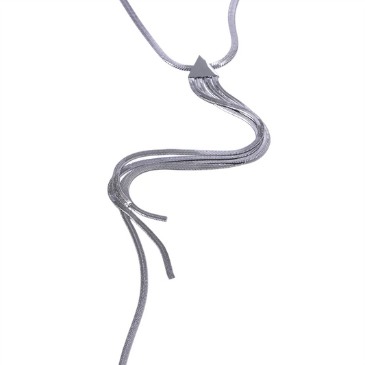 Stainless steel snake chain long drop necklace - product image