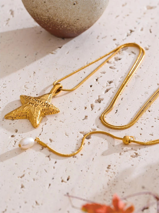 Star cast long pendant chain necklace - product image