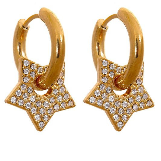 Star cubic zirconia hoop earrings - product image