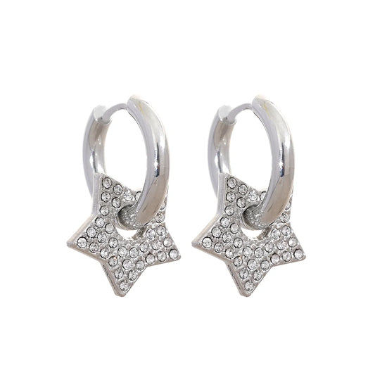 Star cubic zirconia hoop earrings - product image
