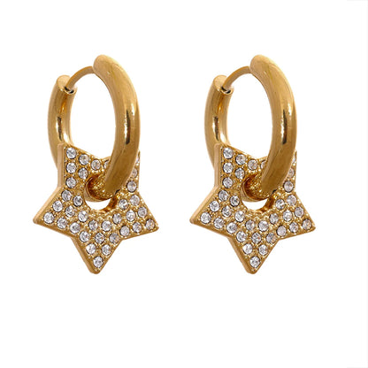 Star cubic zirconia hoop earrings - product image