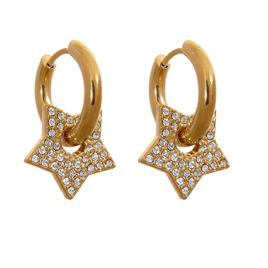 Star cubic zirconia hoop earrings - product image