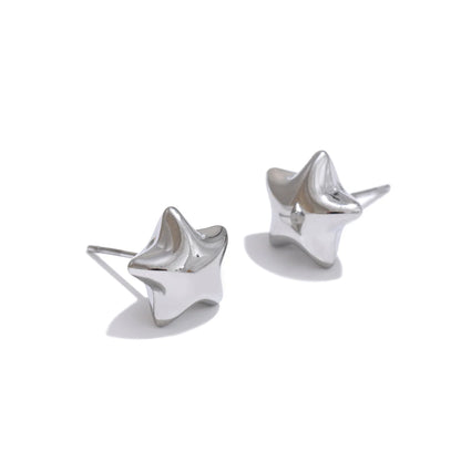 Star hollow small metal stud earrings - product image