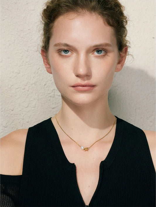 Star shell pearl removable drop pendant necklace - product image