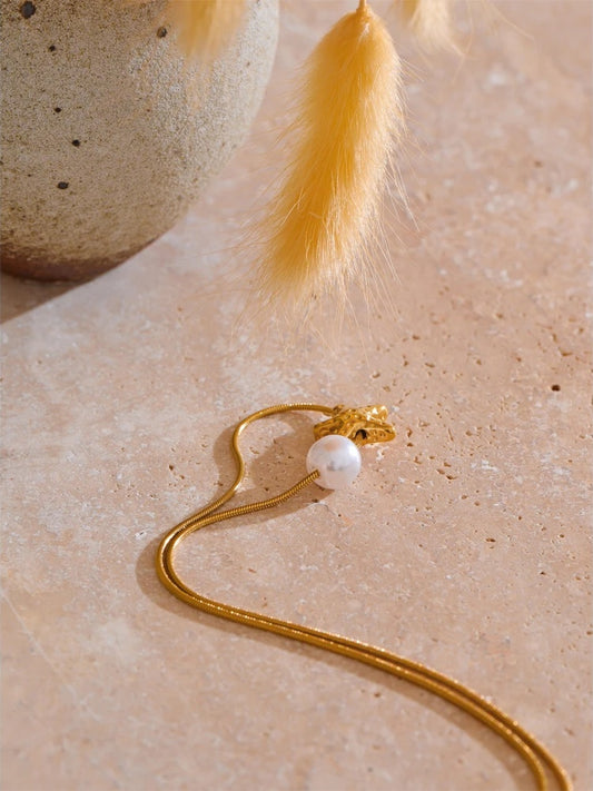 Star shell pearl removable drop pendant necklace - product image