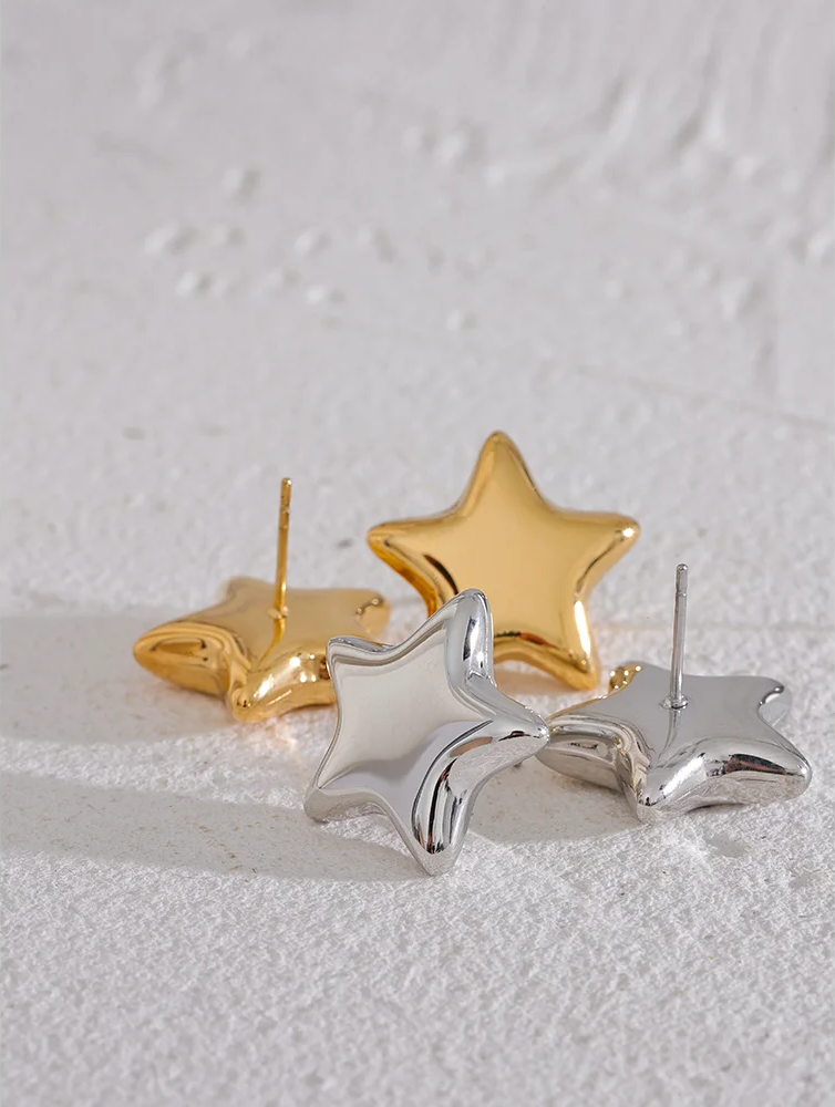 Star small textured fashion stud earrings - product image