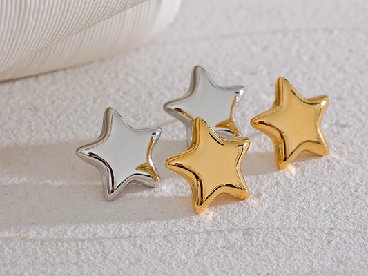 Star small textured fashion stud earrings - product image