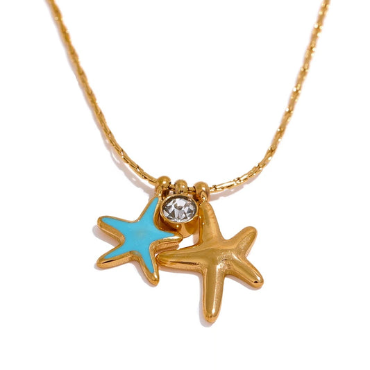 Starfish cubic zirconia pendant necklace women - product image