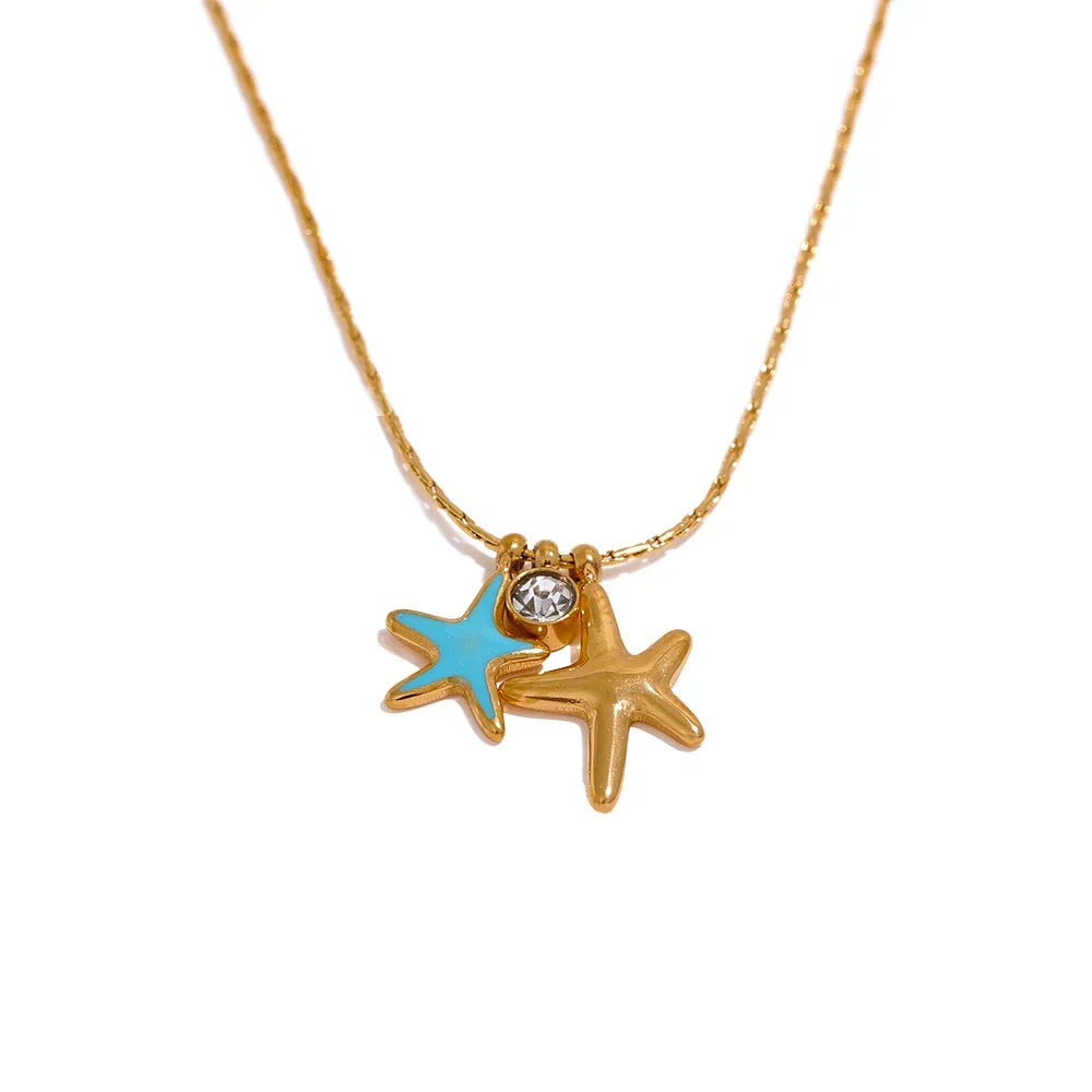 Starfish cubic zirconia pendant necklace women - product image