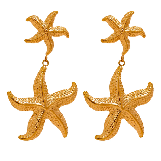 Starfish drop dangle statement earrings - product image