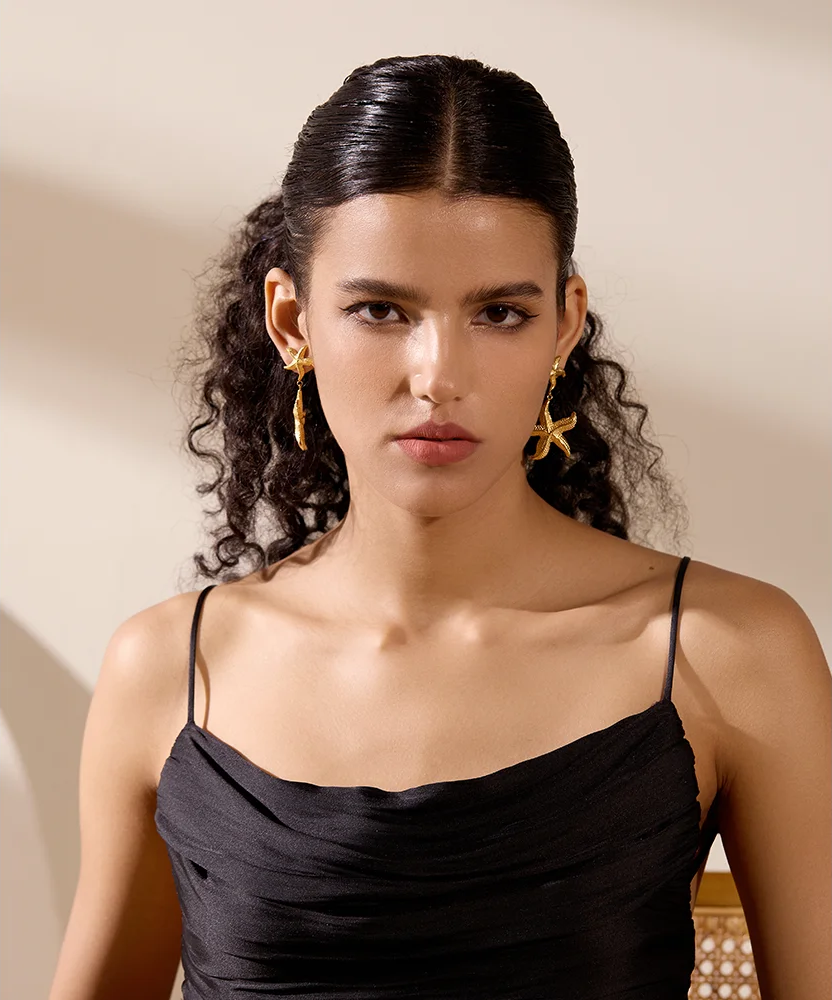 Starfish drop dangle statement earrings - product image