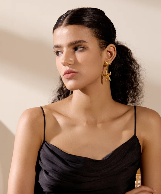 Starfish drop dangle statement earrings - product image
