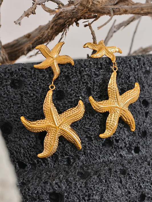Starfish drop dangle statement earrings - product image