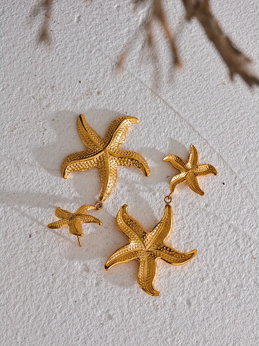 Starfish drop dangle statement earrings - product image