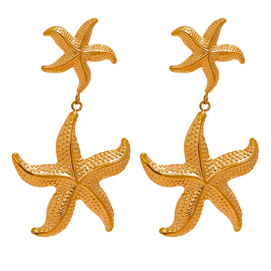 Starfish drop dangle statement earrings - product image