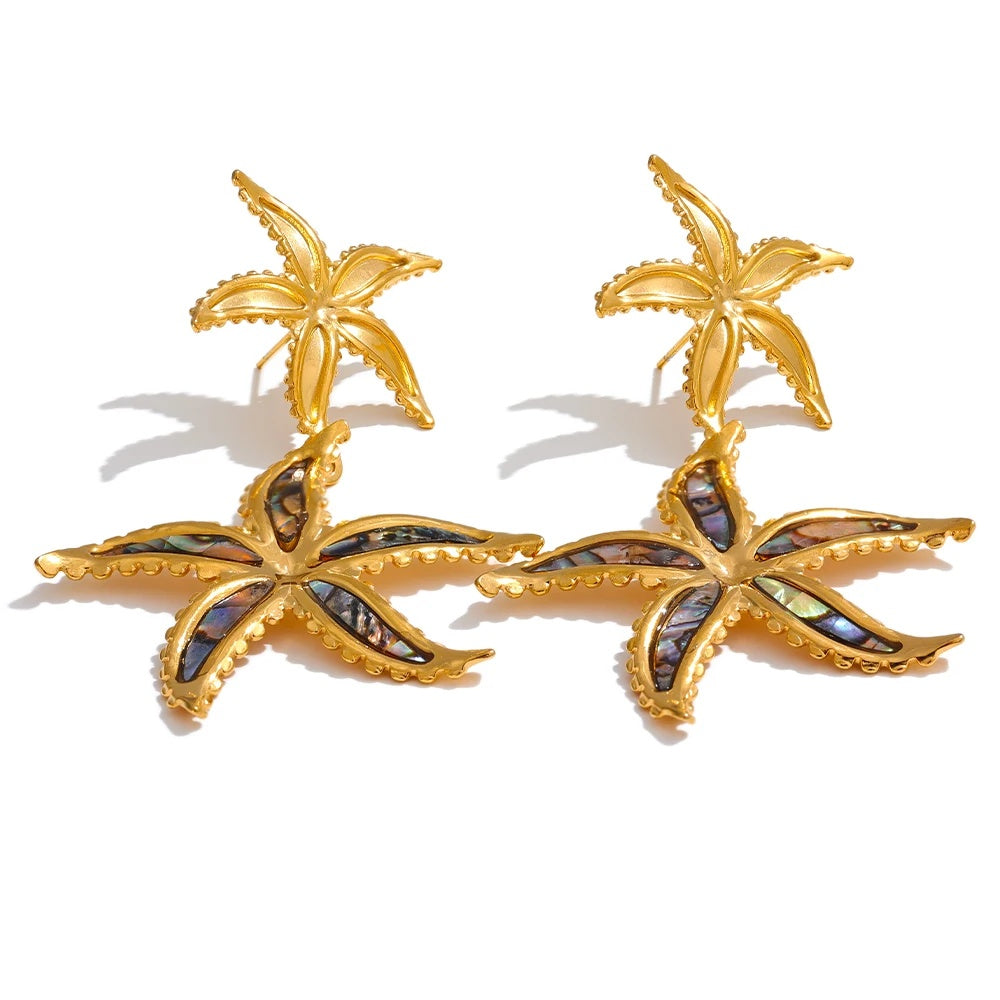 Starfish flower summer drop dangle earrings - product image