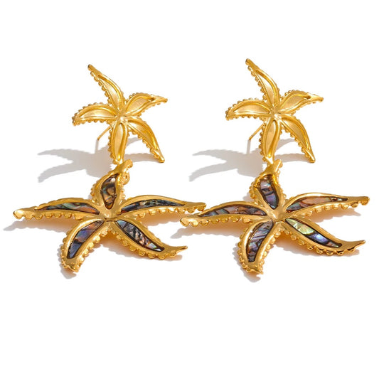 Starfish flower summer drop dangle earrings - product image