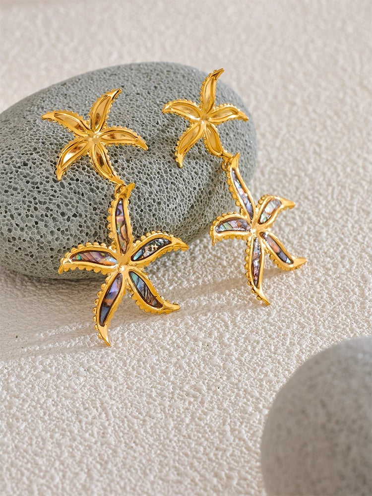 Starfish flower summer drop dangle earrings - product image