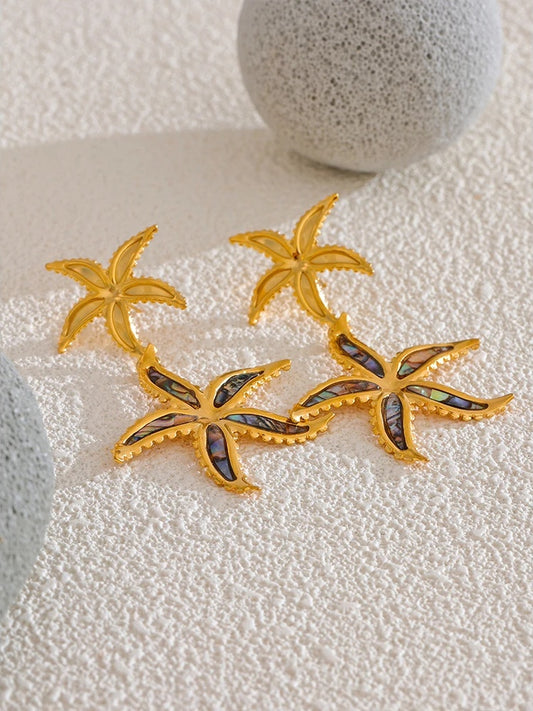 Starfish flower summer drop dangle earrings - product image