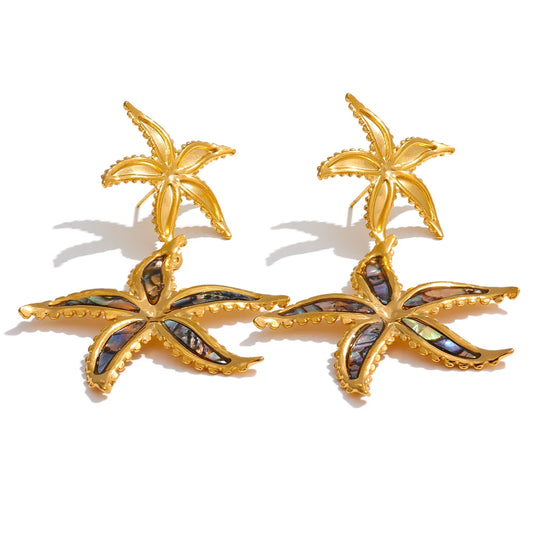 Starfish flower summer drop dangle earrings - product image