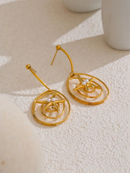 Starfish minimalist hollow drop dangle earrings - product image
