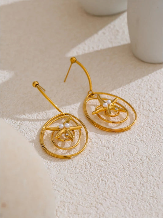 Starfish minimalist hollow drop dangle earrings - product image