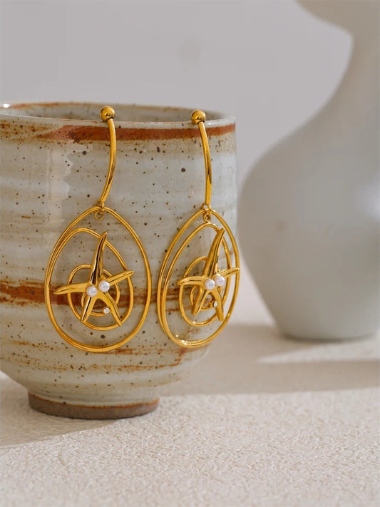 Starfish minimalist hollow drop dangle earrings - product image