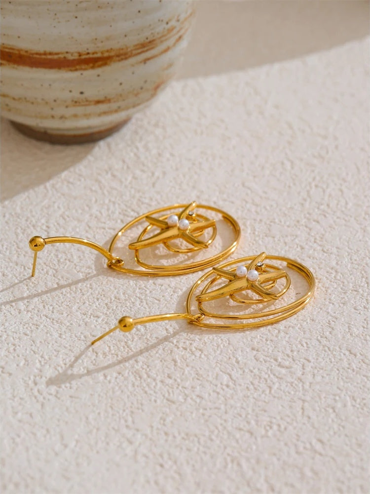 Starfish minimalist hollow drop dangle earrings - product image
