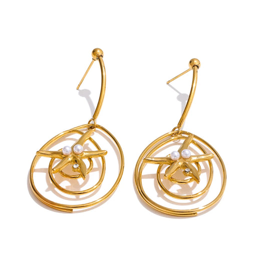 Starfish minimalist hollow drop dangle earrings - product image