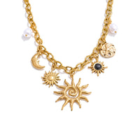Starfish Moon Sun Shaped Charm Pendant Necklace