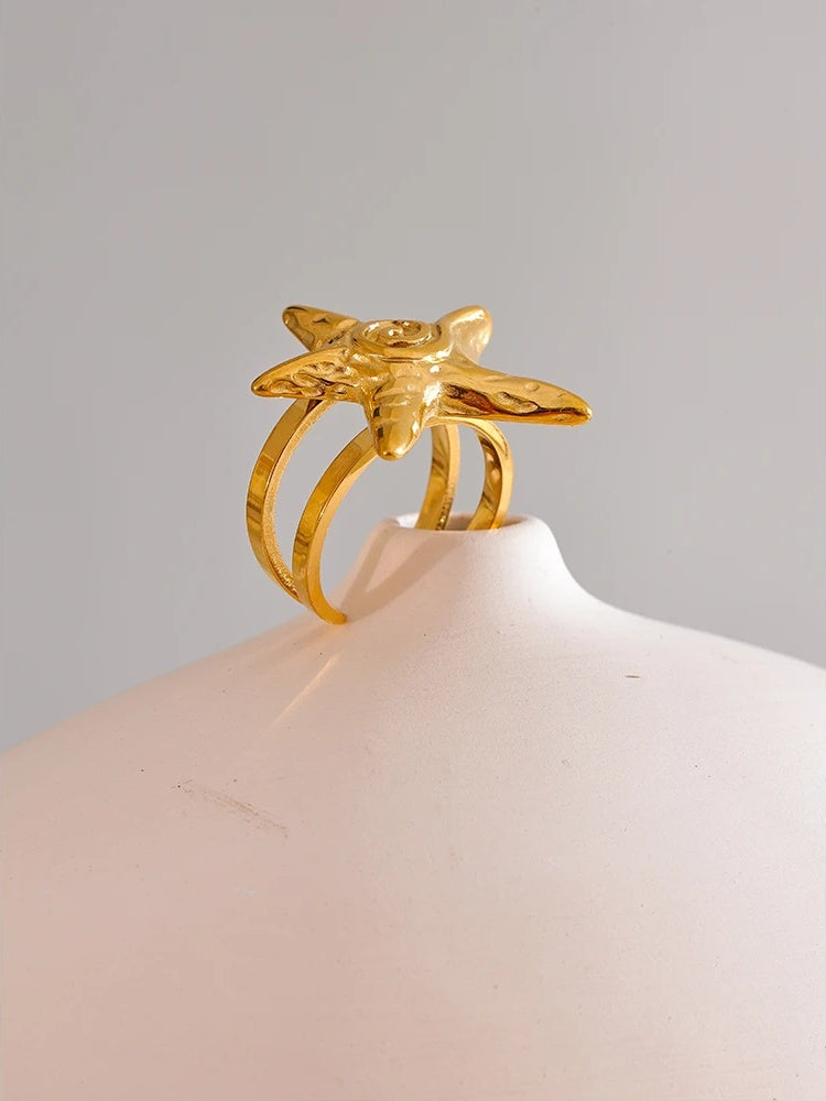 Starfish open adjustable summer party ring - product image