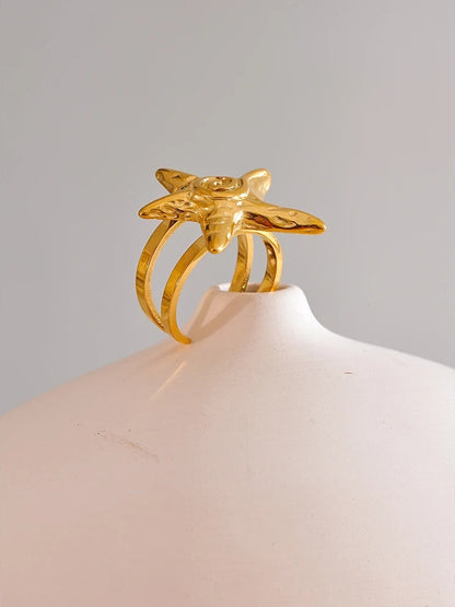 Starfish open adjustable summer party ring - product image